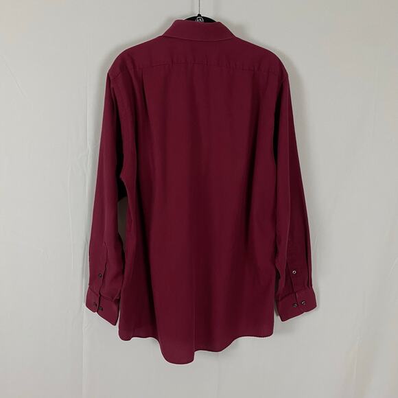Van Heusen Burgundy Pin Cord Button-Up Shirt Long Sleeve Men's Large Classic Fit - Picture 3 of 13